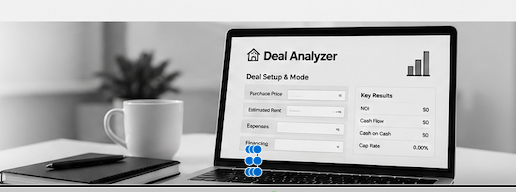 Illustrative Deal Analyzer interface on laptop
